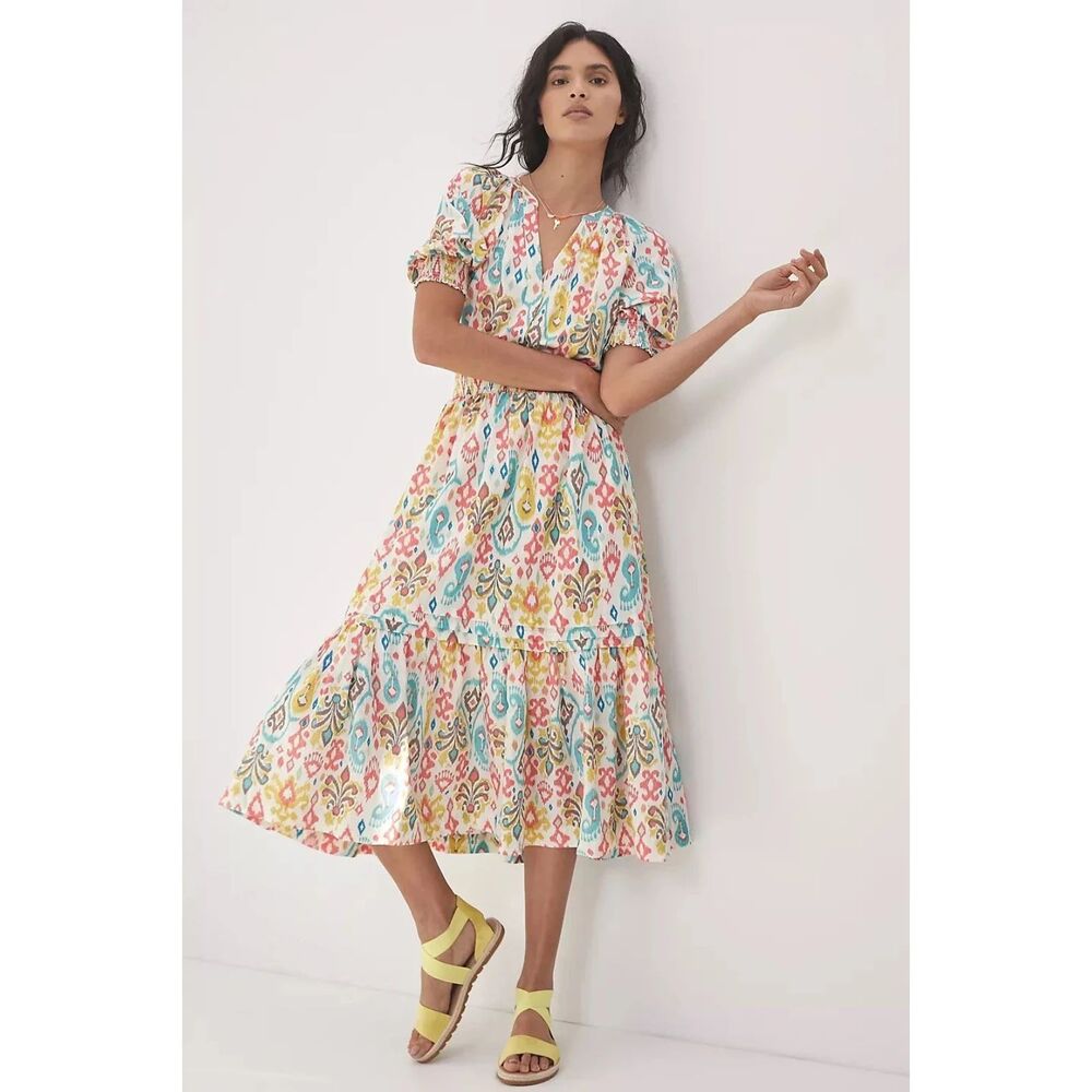 by Anthropologie Felipa Boho Ikat Tiered Maxi Dress Size S